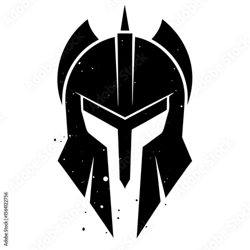 Spartan helmet warrior headgear armor silhouette vector illustration