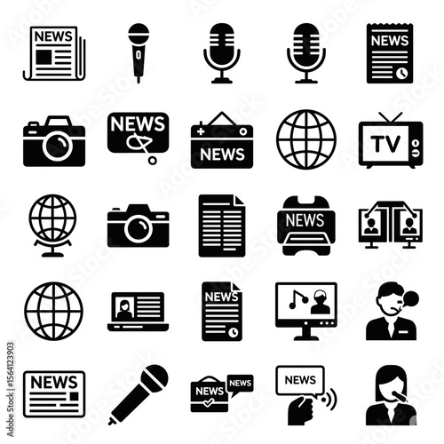 Global News Reporting Icons of Media, Journalism, and Broadcasting
