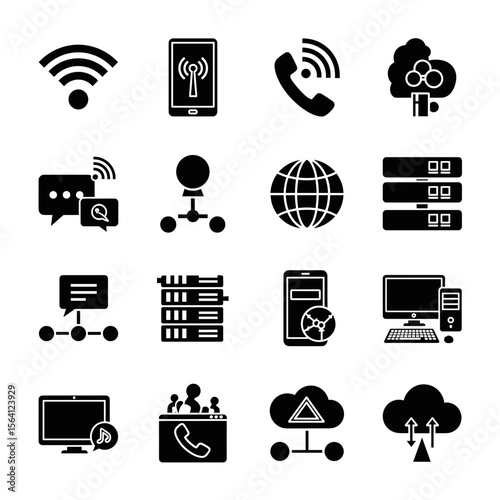 Network Connectivity Icons  Wireless, Mobile, and Cloud Technology Symbols
