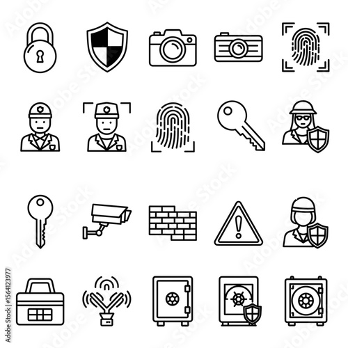 Security Icons  A Comprehensive Set of Lock, Key, Fingerprint, and Surveillance Icons for Digital Designs