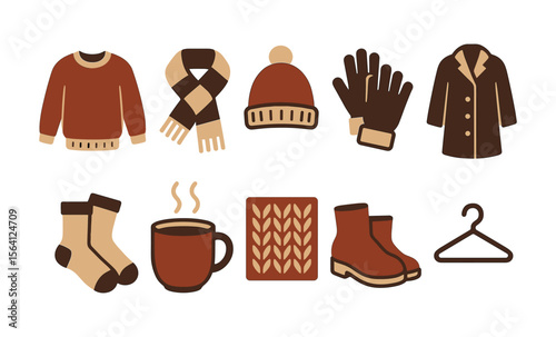 Cozy winter apparel and accessories in earth tones for cold weather comfort