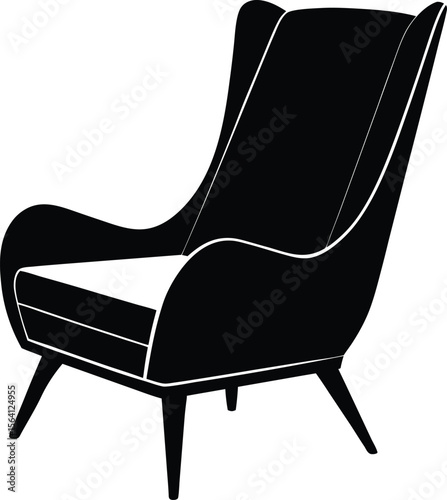 Soft rounded lounge chair in minimalist design with curved silhouette