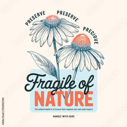 Delicate floral design evoking nature's fragility and the importance of conservation, perfect for eco-friendly branding and designs emphasizing environmental consciousness and natural beauty.