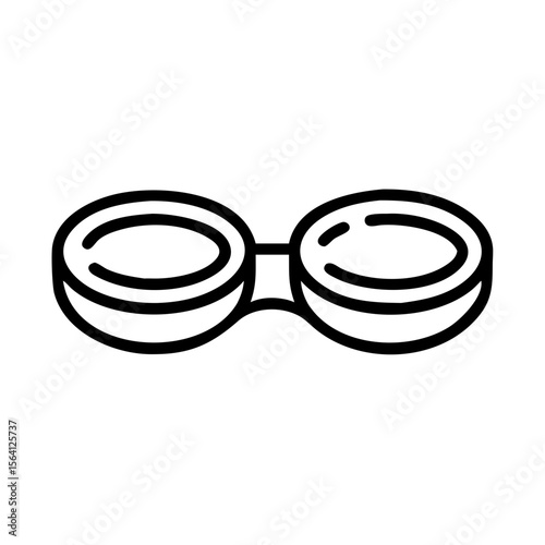 Contact lens case linear outline for eye care, vision health, and optical needs. Simple thin line vector icon