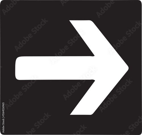 Simple White Arrow on Black Background Directional Graphic Design Element