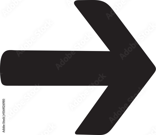 Bold Black Arrow Icon Simple Right Direction Pointer Graphic
