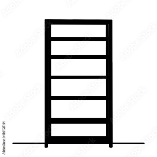 Black silhouette of modern shelving unit, structural organization and storage