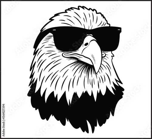 Cool Eagle Head Wearing Sunglasses with Detailed Feathers Vector Icon