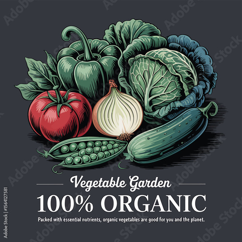 Fresh vegetables artfully arranged in a bounty of harvest, perfect for food markets, restaurant designs, healthy lifestyle campaigns, and promoting local organic farming and produce.