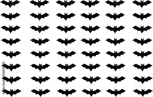 Seamless bat silhouette pattern. Spooky Halloween vector background and texture.
