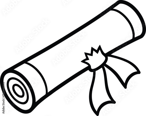 diploma scroll icon line art vector illustration on transparent background	

