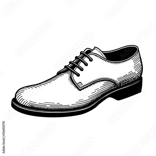 Classic men’s dress shoe sketch for fashion branding and formalwear product illustration
