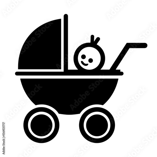 Baby stroller illustration for infant product branding and parenting design