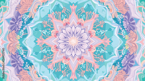 Intricate and beautiful mandala design in pastel hues reflecting spiritual and aesthetic harmony.