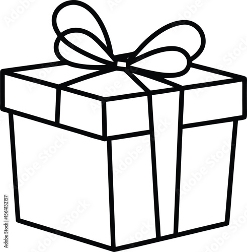 gift box icon line art vector illustration on transparent background	
