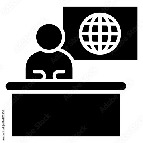 Anchor glyph icon, use for journalist, broadcasting, education, news and media UI, UX kit, app and web development, digital or print.
