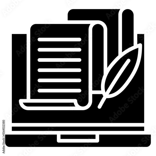Column Writer glyph icon, use for journalist, broadcasting, education, news and media UI, UX kit, app and web development, digital or print.