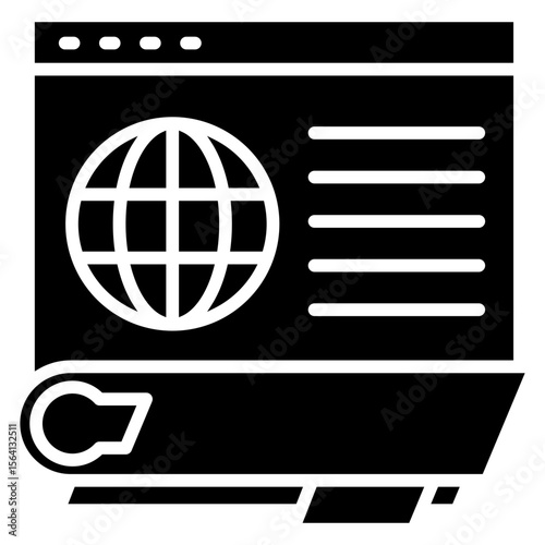 News Ticker glyph icon, use for journalist, broadcasting, education, news and media UI, UX kit, app and web development, digital or print.