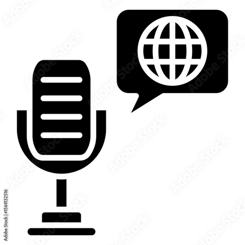 Podcast glyph icon, use for journalist, broadcasting, education, news and media UI, UX kit, app and web development, digital or print.