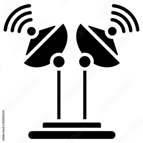Radio Wave glyph icon, use for journalist, broadcasting, education, news and media UI, UX kit, app and web development, digital or print.