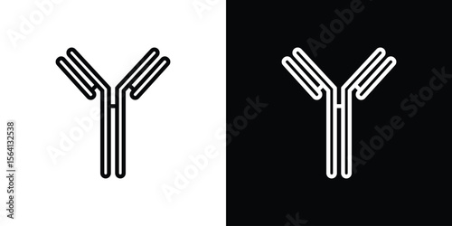 Antibody icon symbol outline style. Editable icon in EPS10