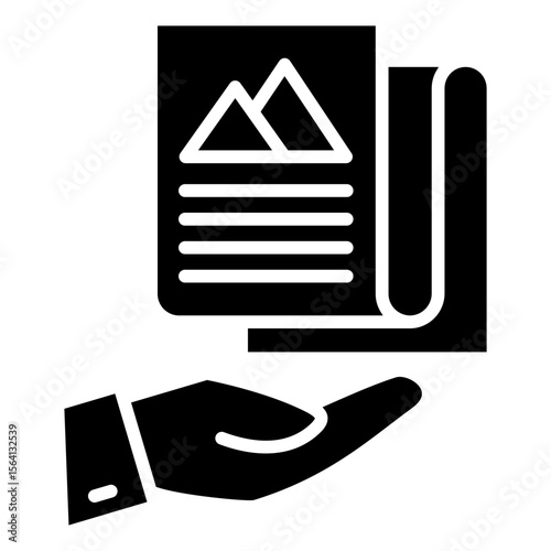 Publish glyph icon, use for journalist, broadcasting, education, news and media UI, UX kit, app and web development, digital or print.