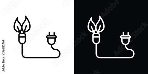 Biomass energy icon symbol outline style. Editable icon in EPS10
