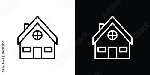 Chalet icon symbol outline style. Editable icon in EPS10