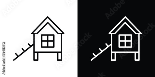 Chicken coop icon symbol outline style. Editable icon in EPS10