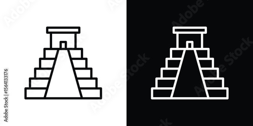 Chichen Itza icon symbol outline style. Editable icon in EPS10
