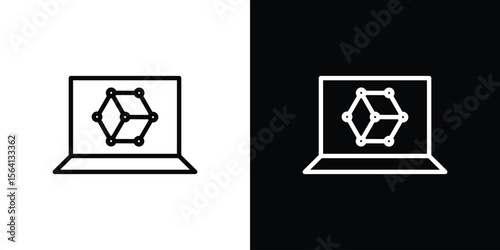 Computer simulation icon symbol outline style. Editable icon in EPS10