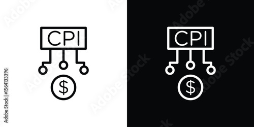 Consumer prices index icon symbol outline style. Editable icon in EPS10
