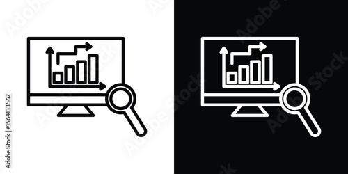 Data Analysing icon symbol outline style. Editable icon in EPS10