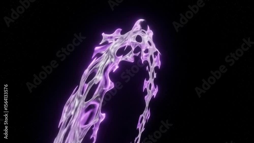 Abstract purple and silver fractal ring with organic, space fractal design.