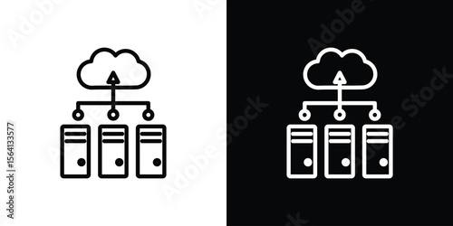 Data center icon symbol outline style. Editable icon in EPS10
