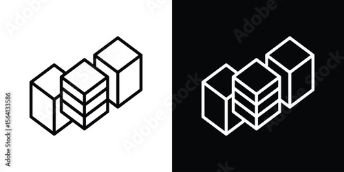 Data center icon symbol outline style. Editable icon in EPS10