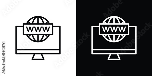 Domain icon symbol outline style. Editable icon in EPS10