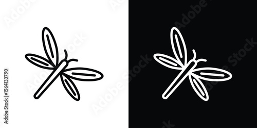 Dragon fly icon symbol outline style. Editable icon in EPS10