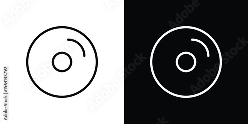 DVD icon symbol outline style. Editable icon in EPS10