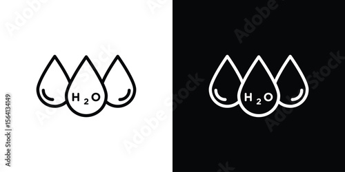 H2o icon symbol outline style. Editable icon in EPS10