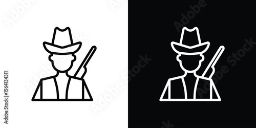 Hunter icon symbol outline style. Editable icon in EPS10