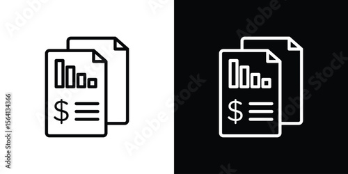 Income statement icon symbol outline style. Editable icon in EPS10