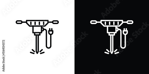 Hydraulic breaker icon symbol outline style. Editable icon in EPS10