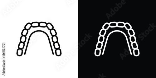 Lingual braces icon symbol outline style. Editable icon in EPS10