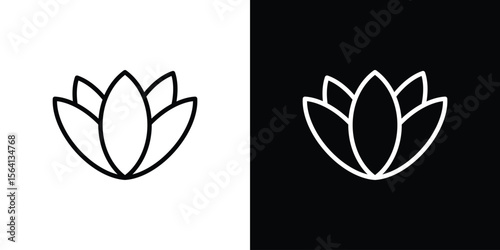 Lotus flower icon symbol outline style. Editable icon in EPS10