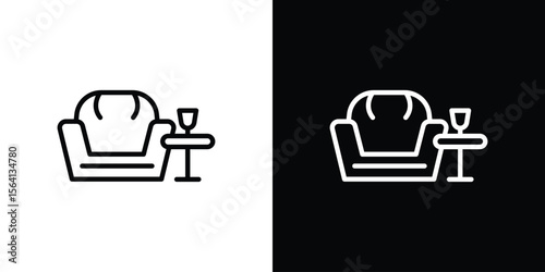 Lounge icon symbol outline style. Editable icon in EPS10