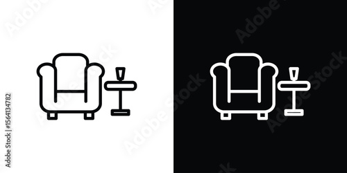 Lounge icon symbol outline style. Editable icon in EPS10