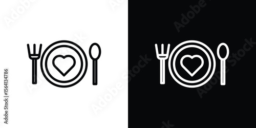 Love Plate icon symbol outline style. Editable icon in EPS10