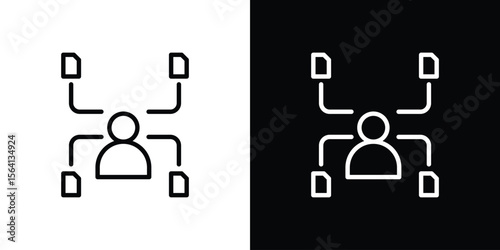 Multitask icon symbol outline style. Editable icon in EPS10