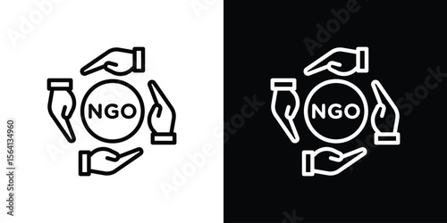 NGO icon symbol outline style. Editable icon in EPS10